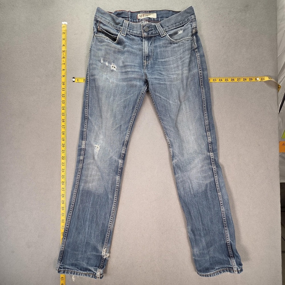 Levis 511 Jeans Mens Light Wash‎ Slim Straight Thrashed Fits 31x32